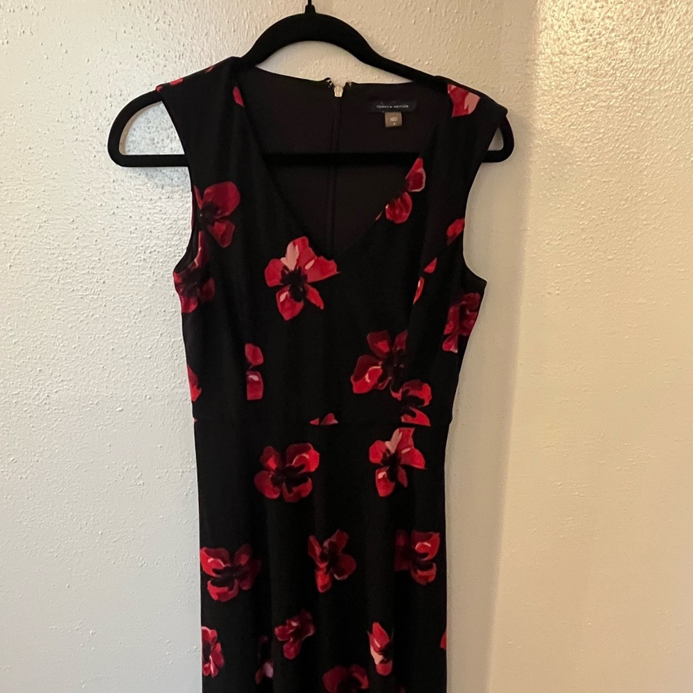 Tommy Hilfiger Black Dress with Red Floral Pattern
